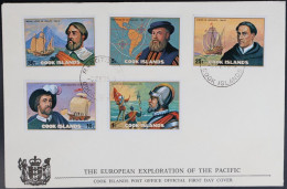 COOK ISLAND FDC EXPLORADORES DEL PACIFICO ELCANO MAGALLANES URDANETA BALBOA LEGAZPI - Exploradores