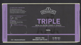 Etiquette De Bière Triple  -  Brasserie Des 3 Brasseurs à Lezennes   (59) - Beer