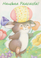 PASQUA CONIGLIO UOVO Vintage Cartolina CPSM #PBO398.IT - Easter