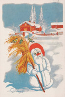 Buon Anno Natale PUPAZZO Vintage Cartolina CPSM #PAZ639.IT - Neujahr