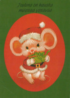 Buon Anno Natale MOUSE Vintage Cartolina CPSM #PAW592.IT - Nouvel An