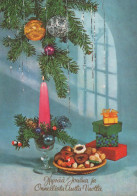 Buon Anno Natale CANDELA Vintage Cartolina CPSM #PAV613.IT - Neujahr