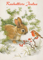 Buon Anno Natale CONIGLIO Vintage Cartolina CPSM #PAV053.IT - Nouvel An