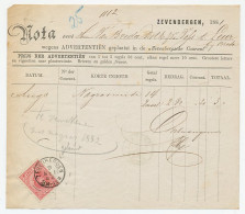 Em. 1872 Zevenbergen - Leur - Debet Nota - Zonder Classificatie