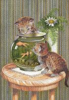 GATTO KITTY Animale LENTICULAR 3D Vintage Cartolina CPSM #PAZ145.IT - Katten