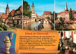 73100075 Erbach Odenwald Fachwerkhaeuser Kirche Kanal Markt Ritter In Ruestung E - Erbach