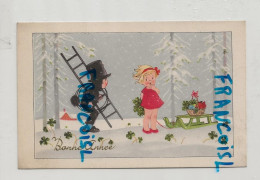 Bonne Année. Petit Garçon, Ramoneur, échelle, Trèfles. Petite Fille, Traineau. 1942 - New Year