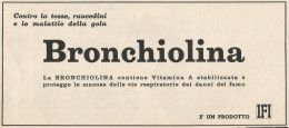 W1844 Bronchiolina Contro Le Raucedini - Pubblicità 1958 - Vintage Advertising - Publicités