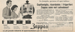 W1769 Frigorifero ZOPPAS - Pubblicità Del 1958 - Vintage Advertising - Reclame