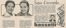 W1757 BASSETTI - Anna Riccardi Di Napoli - Pubblicità Del 1958 - Vintage Advert - Advertising