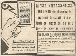 W1692 Curare Malattie Col Mezzo Delle Piante - Pubblicità Del 1926 - Old Advert - Publicités