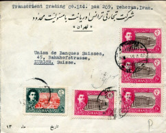 X0509 Iran, Cover Circuled 23.5.1951 5x Stamps Mohammad Reza Schah Pahlavi, Cover To Switzerland - Irán
