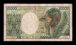 Congo 10000 Francs 1992 Pick 13 Bc/Mbc F/Vf - République Du Congo (Congo-Brazzaville)