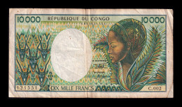 Congo 10000 Francs 1992 Pick 13 Bc/Mbc F/Vf - République Du Congo (Congo-Brazzaville)