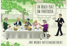 WIEN. AUSTRIA. An Ideal Place For Breakfast. Your Viennese Coffee House Businesses!  POSTCARD - Cafés