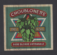 Etiquette De Bière Blonde   -  La Choublonette -  Brasserie La Choulette  à  Hordain   (59) - Birra