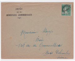 Enveloppe Avec Préo N° 51 10 C Vert Impôt Sur Les Bénéfices Commerciaux, Pour Bois Colombes Seine - 1893-1947