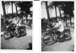 N80 - Photo - Lot De 2 Photos Madame Et Monsieur Sur Une Moto - Profesiones