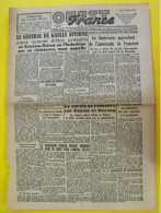 Journal L'Ouest France Du 15 Mars 1945. Guerre De Gaulle Francfort Osaka Bombardé Indochine - Altri & Non Classificati