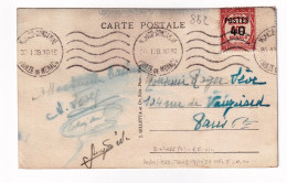 Carte Postale 1939 Monaco Monte Carlo Pour Paris Timbre Taxe Surcharge - Impuesto