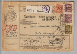 DE Heimat Sa. Salzwedel 1925-12-30 Paketkarte Nach Oslo - Lettres & Documents