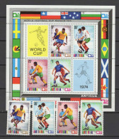 Antigua 1974 Football Soccer World Cup Set Of 4 + S/s MNH - 1974 – West-Duitsland