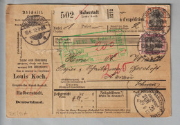 DE Heimat Sa. Halberstadt 1912-06-15 Firmen-Paketkarte Louis Koch Nach Aarau CH - Cartas & Documentos