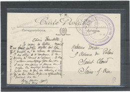 CACHET MILITAIRE -SOTTEVILLE LES ROUEN-C P -FRAPPE TTB-DOUBLE CERCLE VIOLET -39 Mm -DETACHEMENT DE PRISONNIERS DE GUERRE - Guerra Del 1914-18