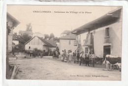 CPA :  14 X 9  -  CHALLONGES - Intérieur Du Village Et La Place - Andere & Zonder Classificatie