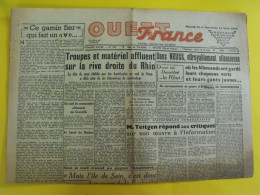 Journal L'Ouest France Du 10-11 Mars 1945. Guerre De Gaulle Neuss Teitgen Rhin Ile De Sein Dantzig - Other & Unclassified