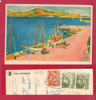 AB881 PRO INFIRMIS FANTAISIES AQUARELLE PAYSAGE ESPAGNE BALEARES LA MARINA IBIZA EN 1959 - Otros & Sin Clasificación