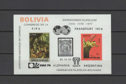 Bolivia 1974 Football Soccer World Cup, Paintings, Orchids S/s MNH -scarce- - 1974 – West Germany