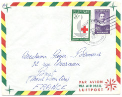 Lettre Par Avion Philippines Timbre Croix Rouge 1963 - Filippijnen