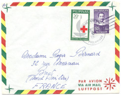 Enveloppe Par Avion Philippines Timbre Croix Rouge 1963 - Filippijnen