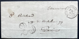 MARQUE POSTALE PONT A MOUSSON MEURTHE & MOSELLE POUR PARIS / 1845 / LSC / TAXE 25 DOUBLE TRAIT - 1849-1876: Periodo Classico