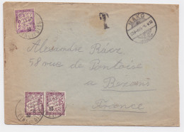 Lettre De Hongrie MAKO 1933 Taxée En France Taxe N°42 2F Violet Et Paire N°37 Lilas Cachet T - 1859-1959 Briefe & Dokumente