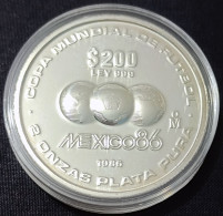 MEXICO 1985 $200 WORLD SOCCER CUP Mexico 86 2 Oz., .999 Silver Coin, PROOF In Capsule, Scarce - México