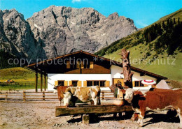 73097960 Hinterriss Tirol Rasthuette Eng Alm Mit Karwendel Und Viehtraenke Hinte - Andere & Zonder Classificatie