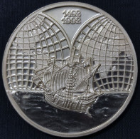 MEXICO 1992 AMERICA - EUROPE THE WORLDS Ship & Map Large 1.5 Oz. (approx.) Silver Piece, Scarce, Nice - México