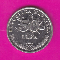 Croatia, 2015- Croatian Text- 50 Lipa- Obverse Atylized Linden Branch. Reverse Plant Velebit Degenia- - Kroatië