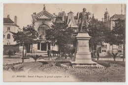 ANGERS (49) PLACE LORRAINE - SALLE DES ARTS - STATUE DE DAVID D' ANGERS GRAND SCULPTEUR - ECRITE EN 1922  - 2 SCANS - - Angers