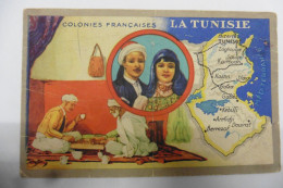 Chromo Produits Du Lion Noir - Colonies Françaises - La Tunisie - Carte - Café - Autres & Non Classés