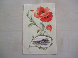 Carte Postale Ancienne En Relief COQUELICOT ET PAYSAGE - Fleurs