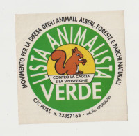 Lista Animalista Verde  11 X 11 Cm   ADESIVO STICKER  NEW ORIGINAL - Stickers