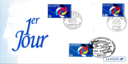 L299 - OBLITERATION COMMUNE SAR LOR LUX SUR CARTE DE METZ LUXEMBOURG ET SAARBRUCKEN DU 16/10/97 - Commemorative Postmarks