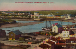 2 CPA SAINT GILLES (Panorama Et Pont Reliant)   Et    CROIX DE VIE (Panorama Des Quais Et De La Côte) 1924 Colorisées - Saint Gilles Croix De Vie