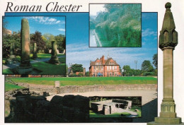 1 AK England * Roman Chester - Main Picture Roman Amphitheatre, Insets: Roman Garden, City Wall And The High Cross * - Chester