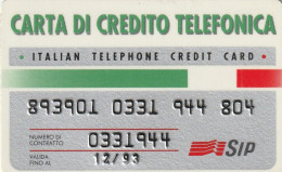 CARTA DI CREDITO TELEFONICA SIP 12/93  (CZ2112 - Usi Speciali