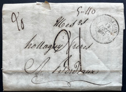 MARQUE POSTALE HENNEBON POUR BORDEAUX / 1832 / LAC / TAXE 21 - 1801-1848: Vorläufer XIX