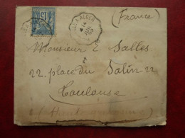 LF1 - Cachet Convoyeur Menerville à Alger Sur Lettre De 1899 - Type Sage YT 90 - 1877-1920: Periodo Semi Moderno